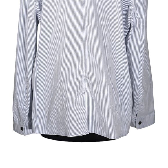 Chico's Women's Jacket Blue White Striped Snap Button Stretch Blazer 3 US XL/16 - Picture 8 of 9